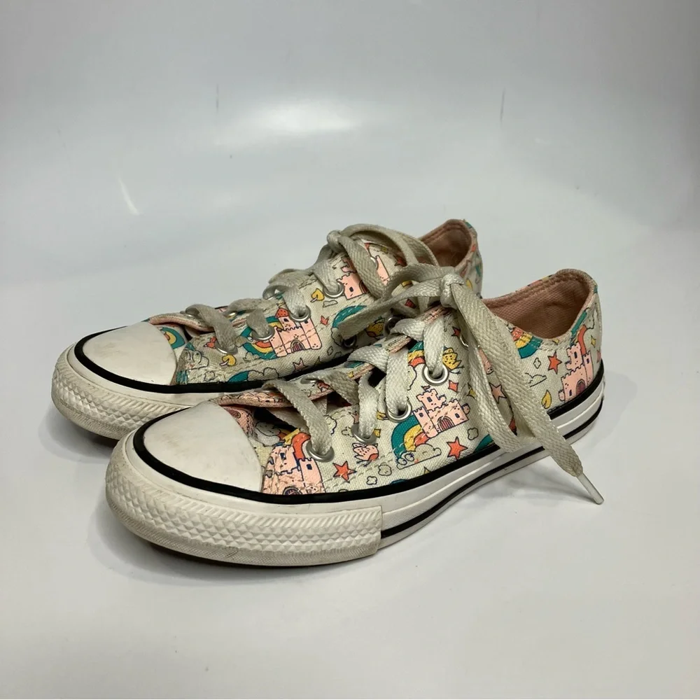 Converse all star Rainbow castles low top‎ sneakers white pink girls size 12